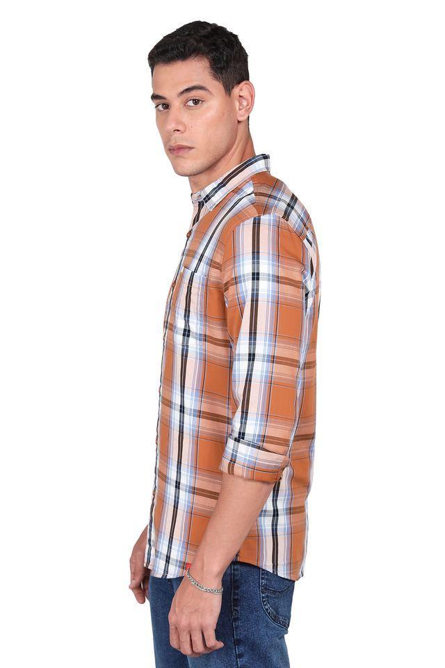 checks cotton slim fit mens casual wear shirt