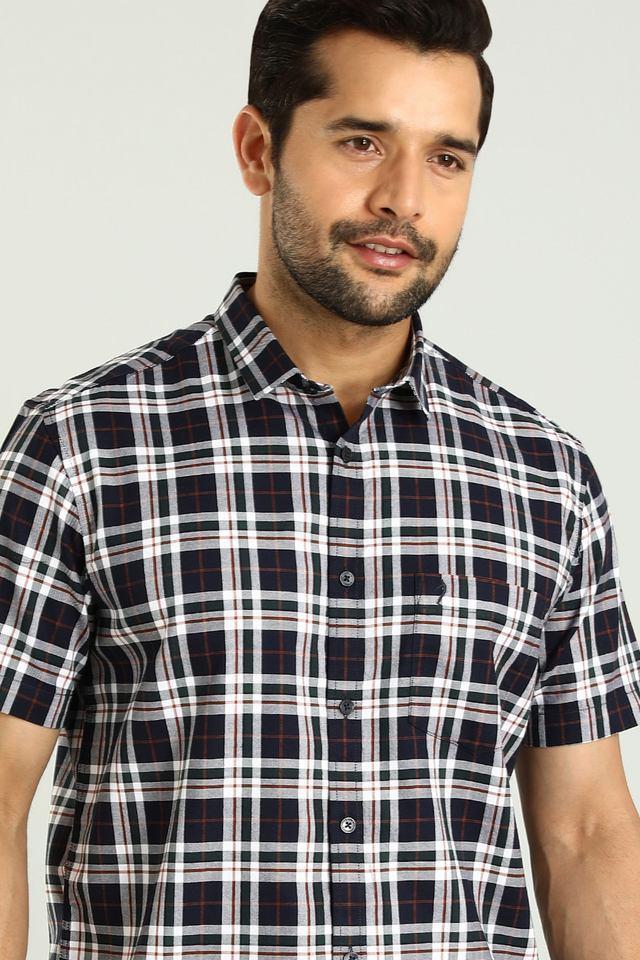 checks cotton slim fit mens casual wear shirt