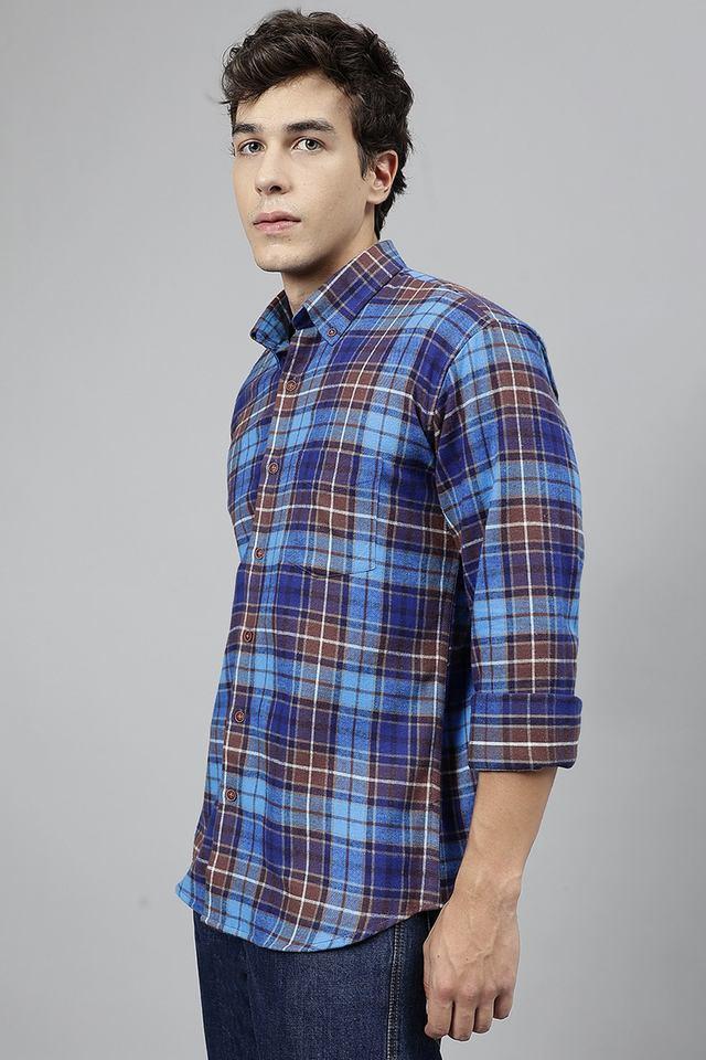 checks cotton slim fit mens casual wear shirt