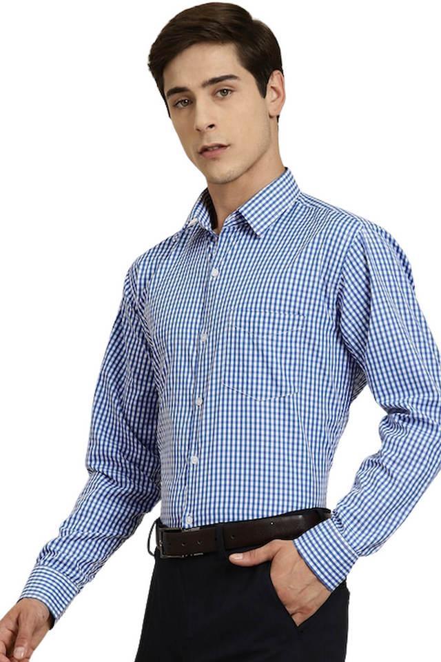 checks cotton slim fit mens formal shirt