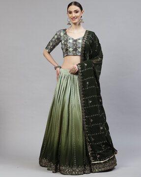 checks lehenga choli set with dupatta