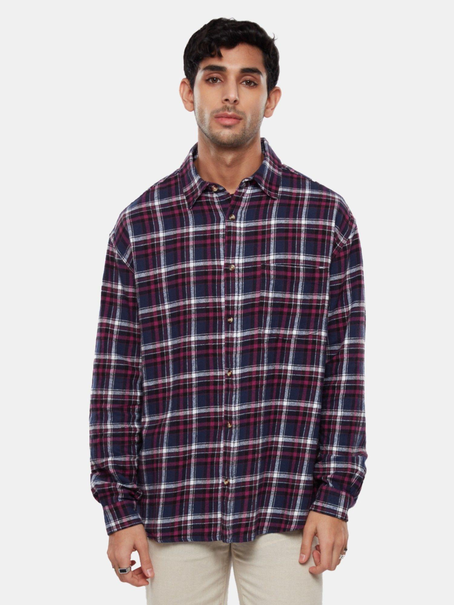 checks navy blue red and white men relaxed shirts