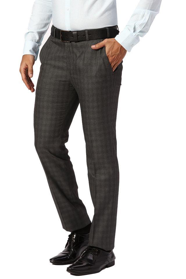 checks polyester regular fit mens formal wear trousers