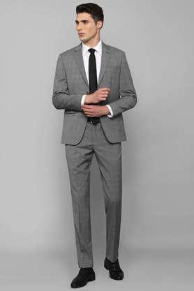 checks polyester slim fit men's casual suit - grey