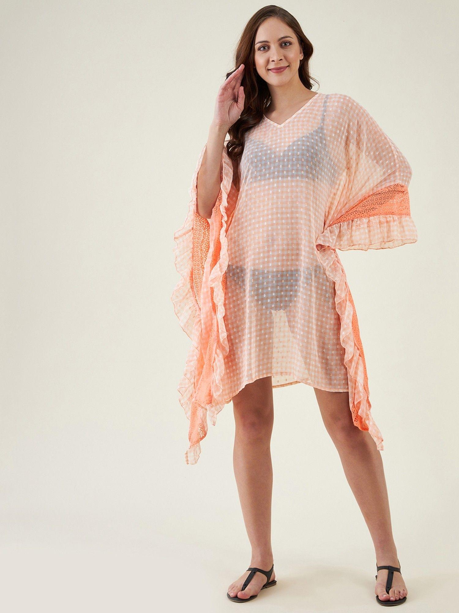 checks resort kaftan coral