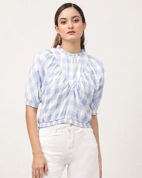 checks round neck top