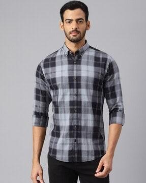 checks slim-fit shirt