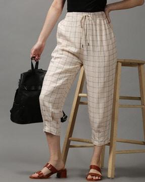 checks stretchable trousers