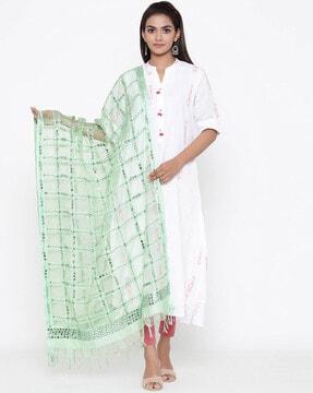 cheeked dupatta with mirror accent