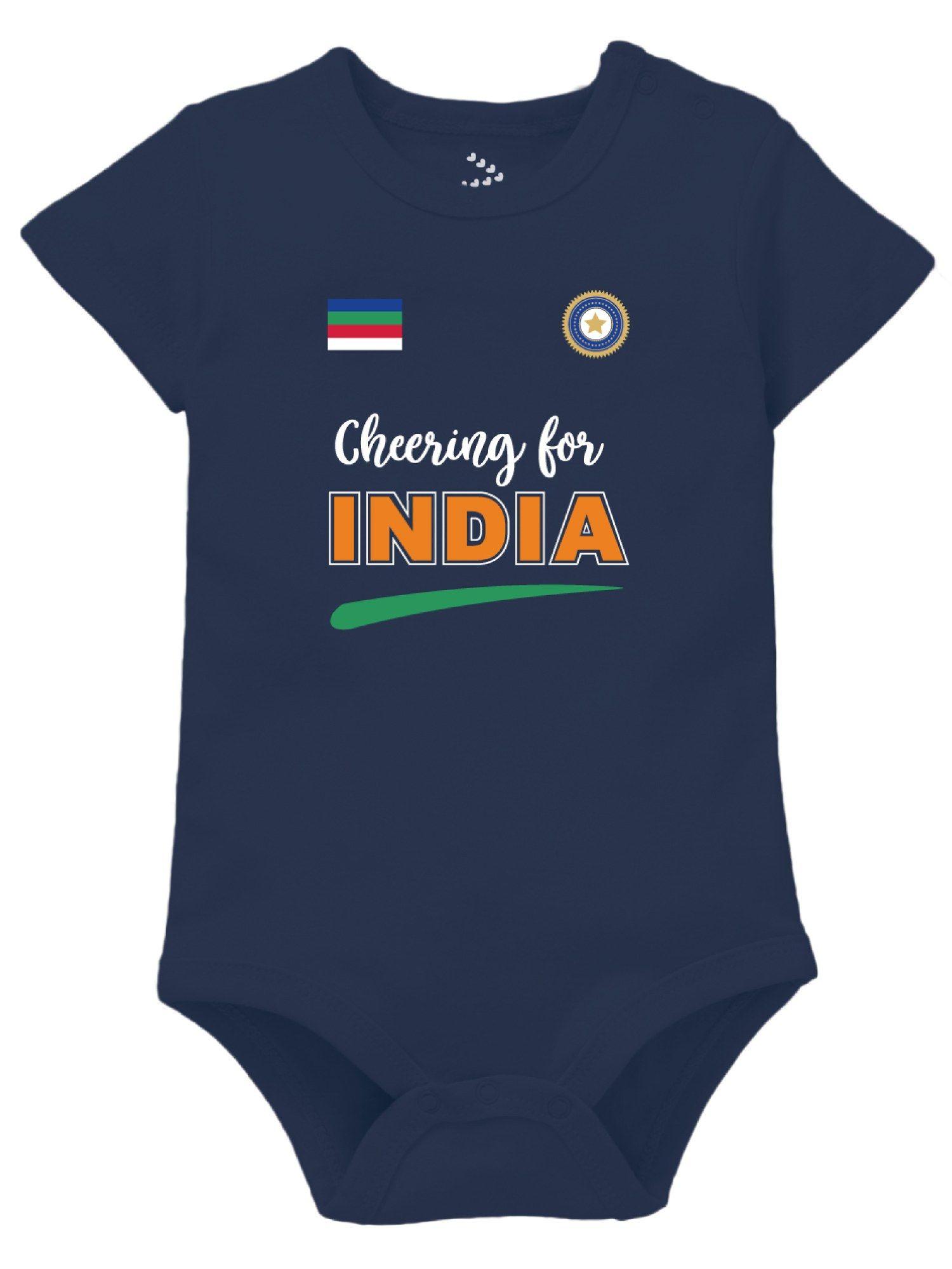 cheering team india cricket baby bodysuit jersey navy blue