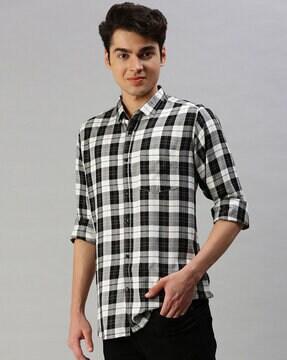 cheked shirt with patch pocket