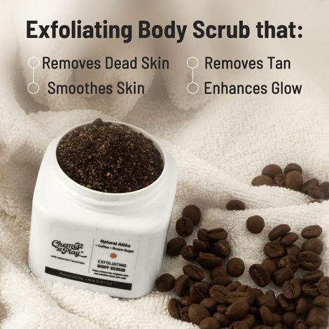 chemist at play exfoliating body scrub for tan removal, exfoliating dead skin cells, smooth & bright skin | 75 gm