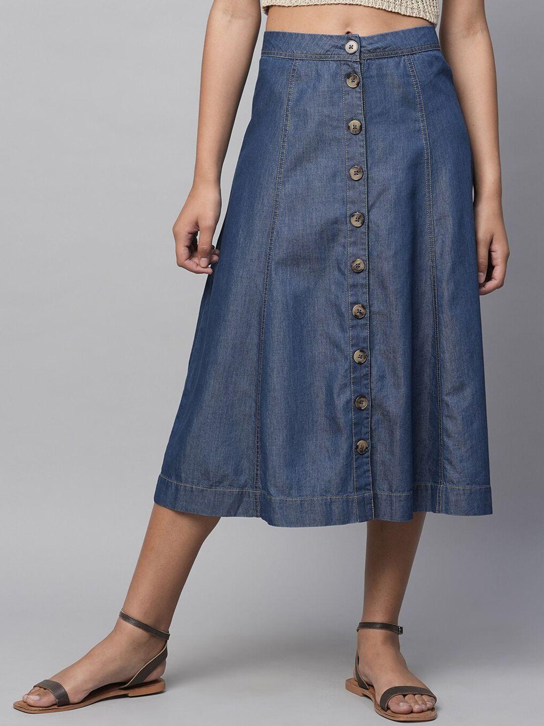 chemistry a-line high waist cotton denim skirt