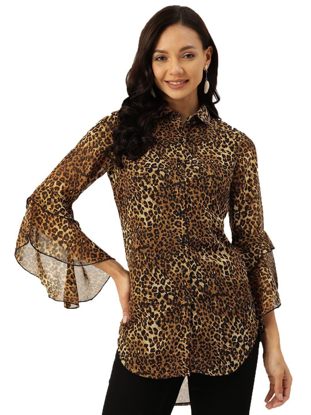 chemistry animal printed bell sleeve shirt style top