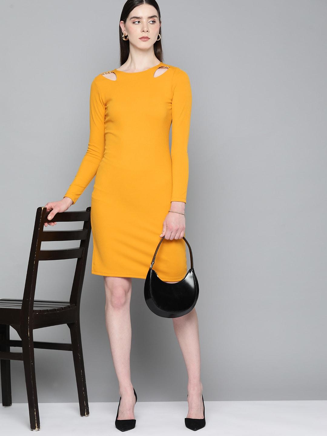 chemistry cut-out ribbed sheath dress
