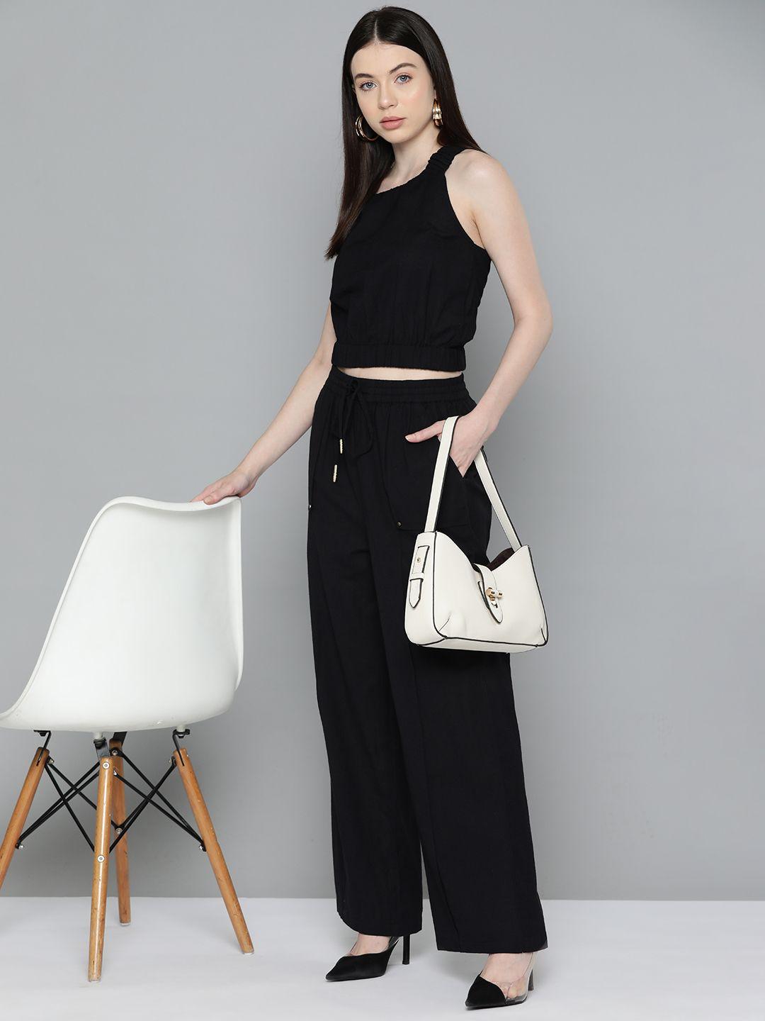 chemistry top with wide leg trousers