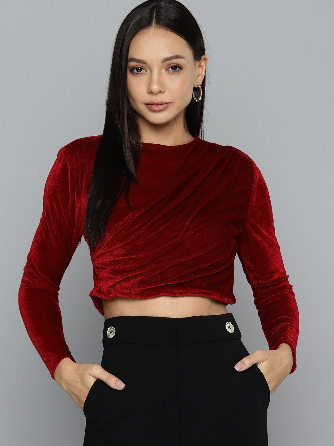 chemistry velvet fitted crop top