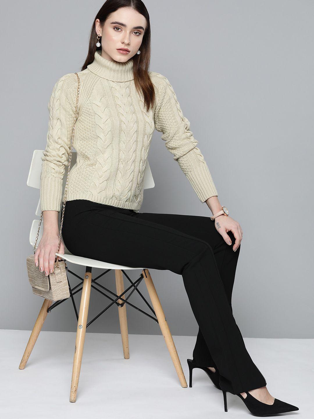 chemistry women beige cable knit pullover