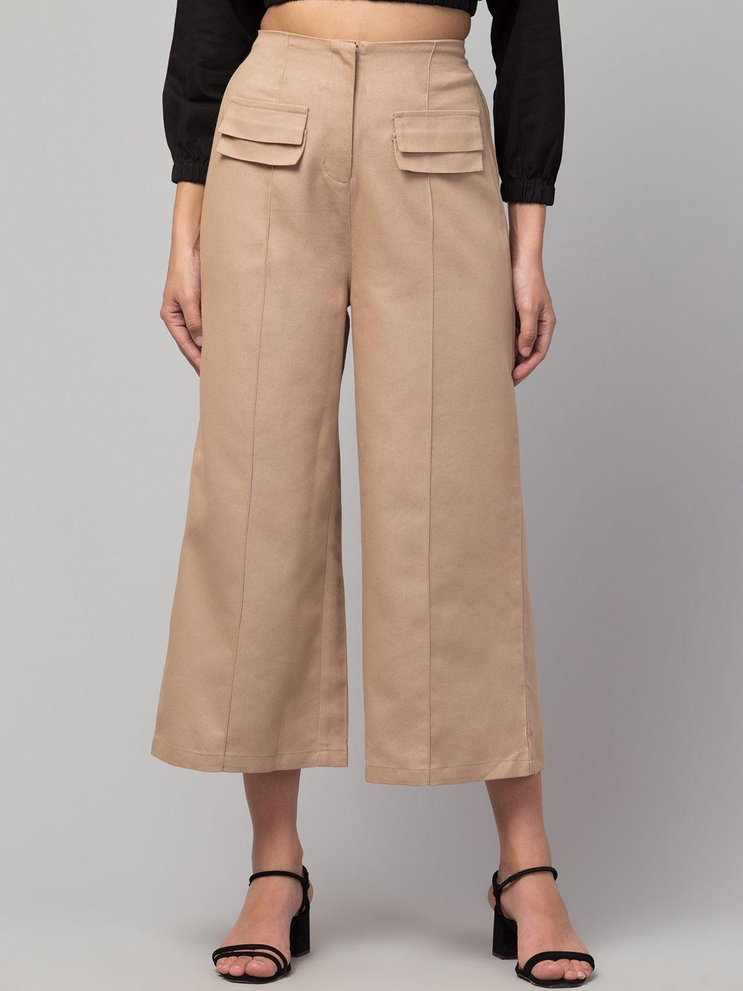 chemistry women flared high-rise cotton culottes trousers
