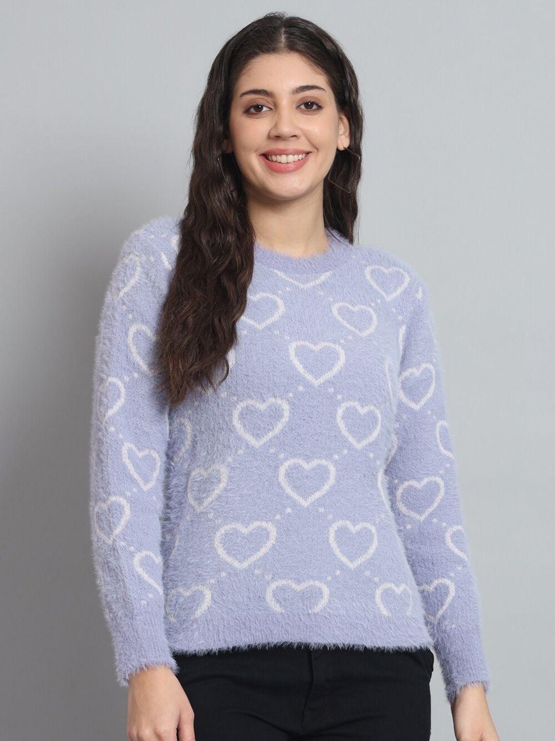 chemistry women lavender alphanumeric printed woollen sweater vest