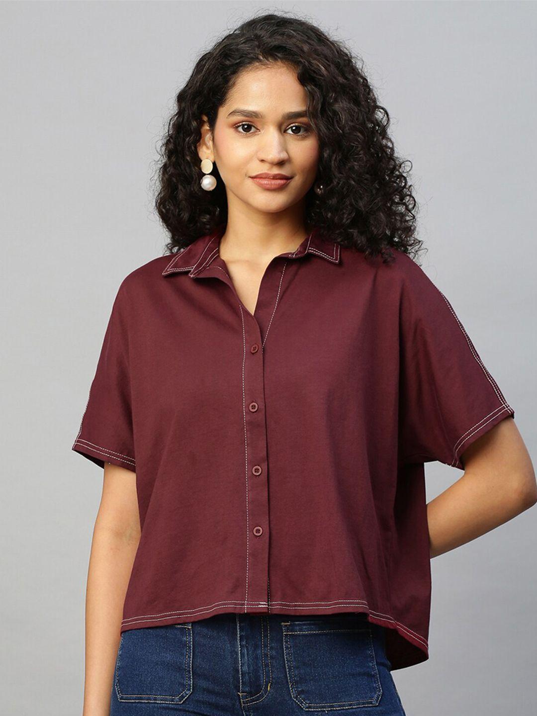 chemistry women pure cotton crop casual shirt
