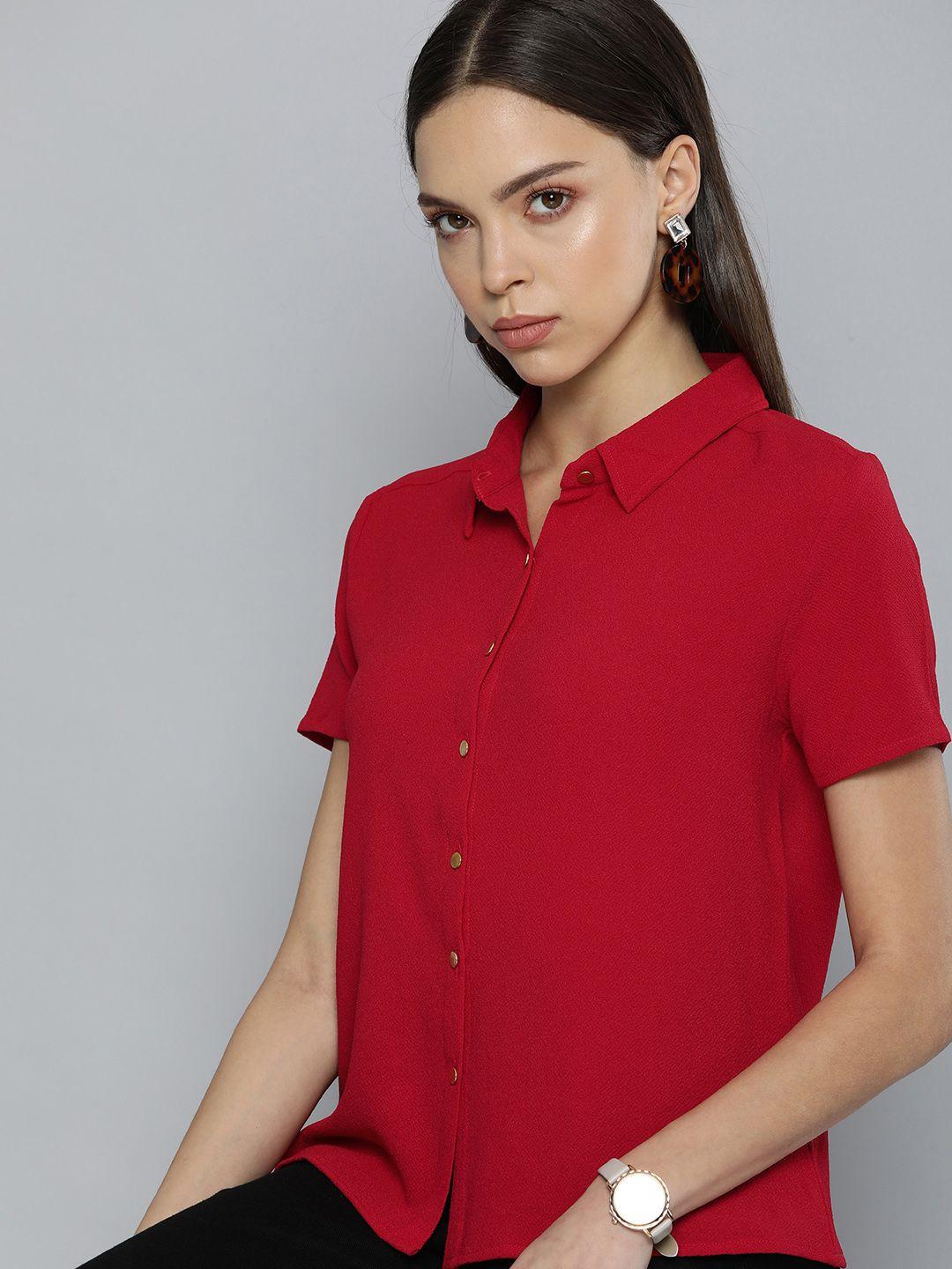 chemistry women red casual shirt