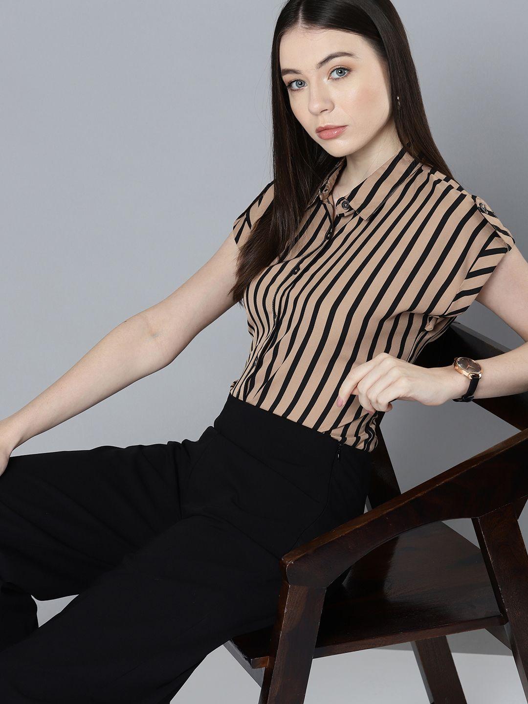 chemistry women relaxed opaque striped formal shirt
