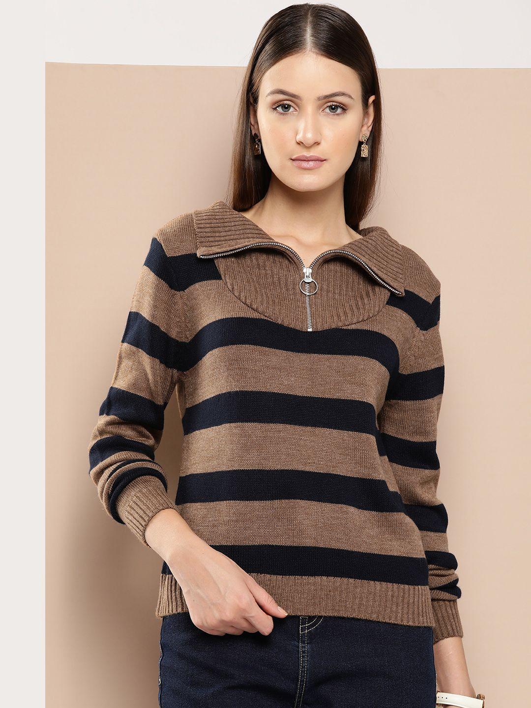 chemistry women striped acrylic pullover
