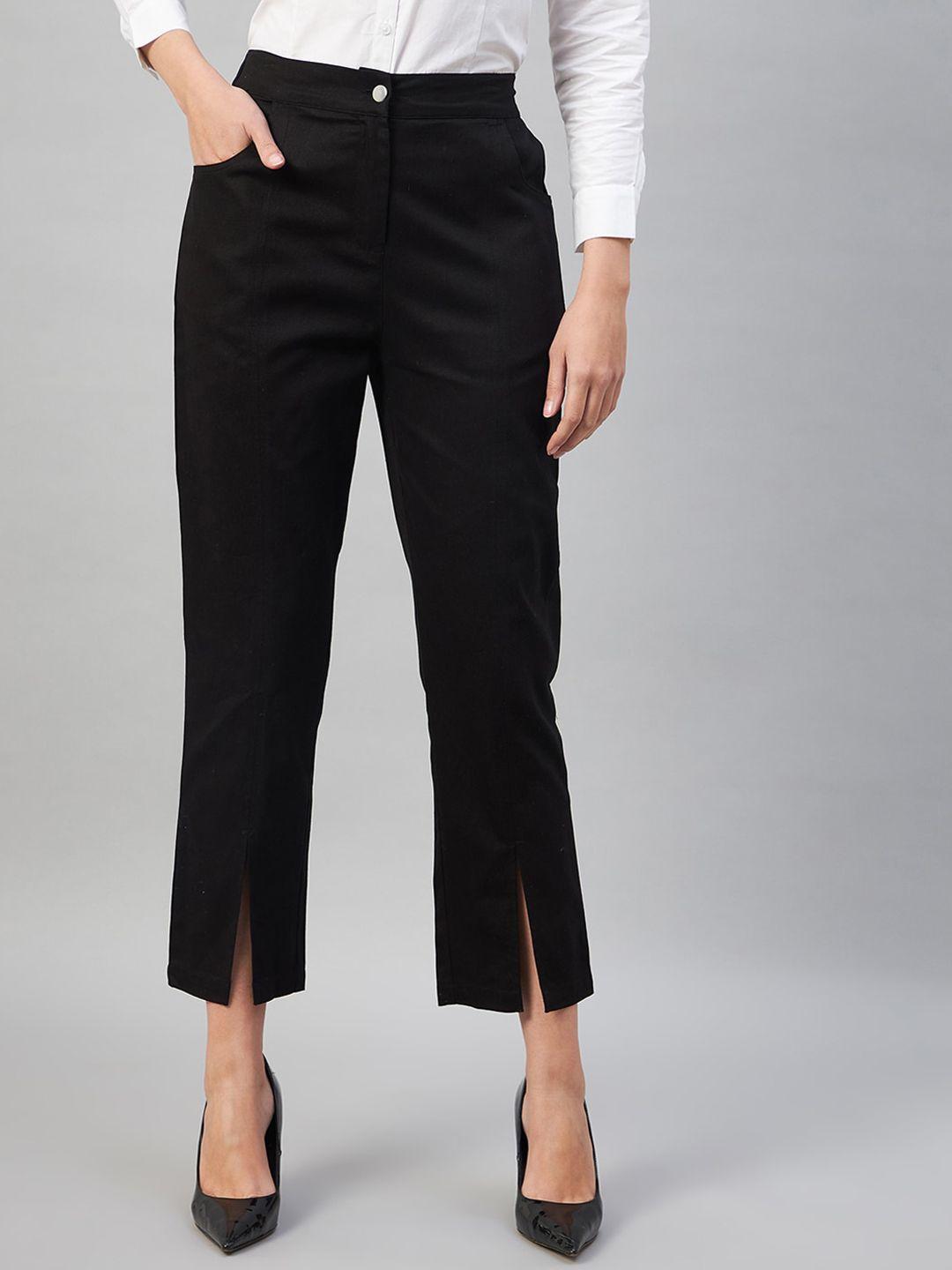 chemistry women tapered fit high-rise pure cotton trousers