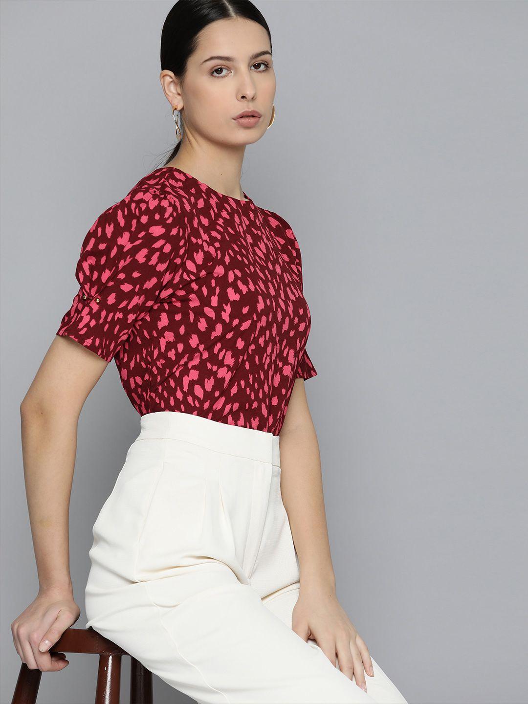 chemistry animal print puff sleeves top