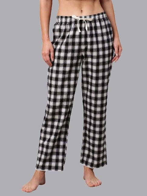 chemistry black cotton chequered lounge pants