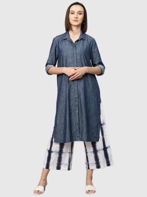 chemistry blue straight fit kurta set