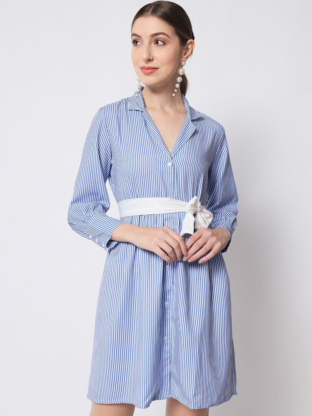 chemistry blue striped shirt dress