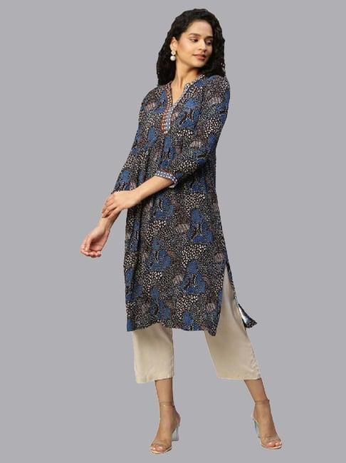 chemistry brown embroidered kurta palazzo set