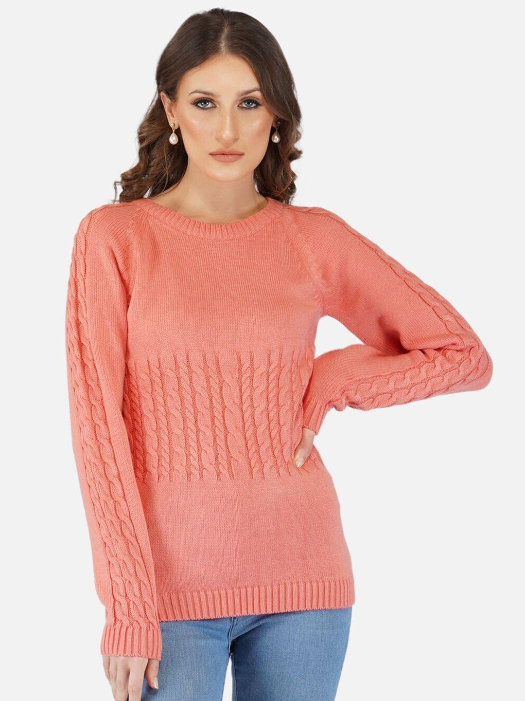 chemistry cable knit self design acrylic pullover sweater