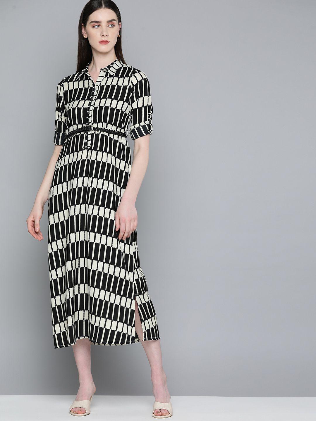 chemistry checked shirt style midi dress with a belt