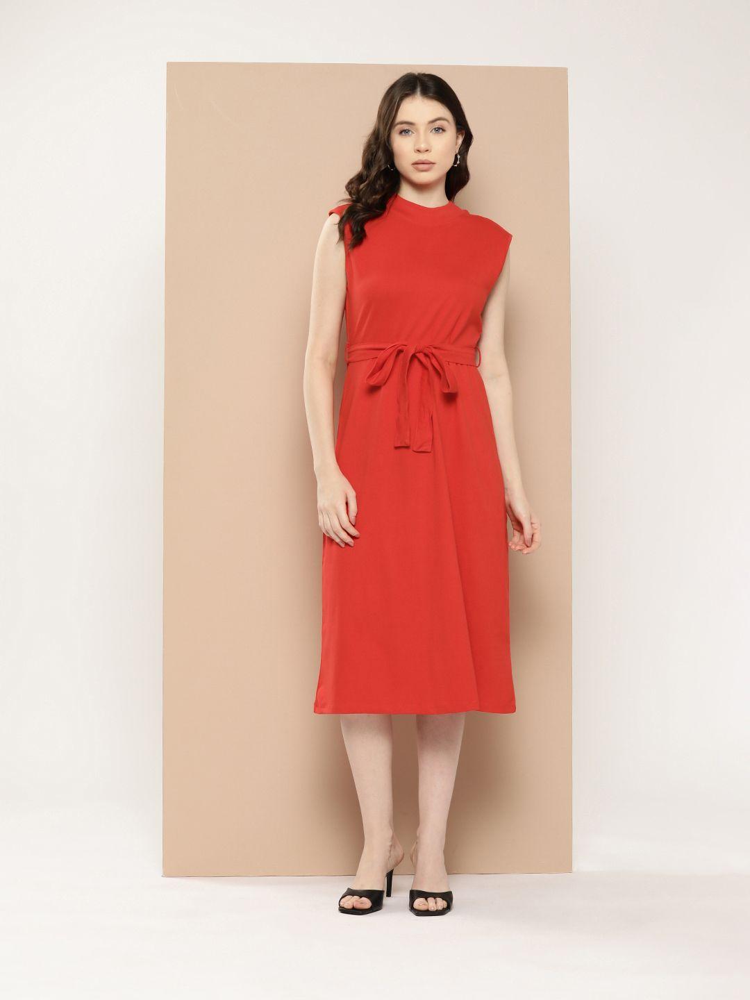 chemistry cotton a-line midi dress with belt