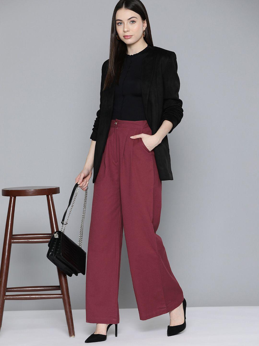chemistry cotton-linen pleated flared trousers