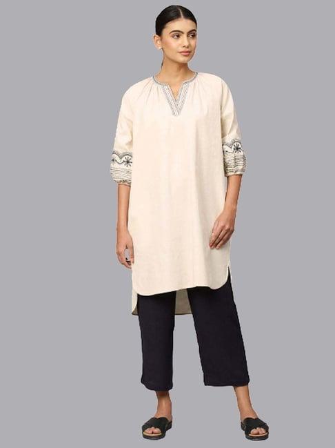 chemistry cream cotton kurta palazzo set