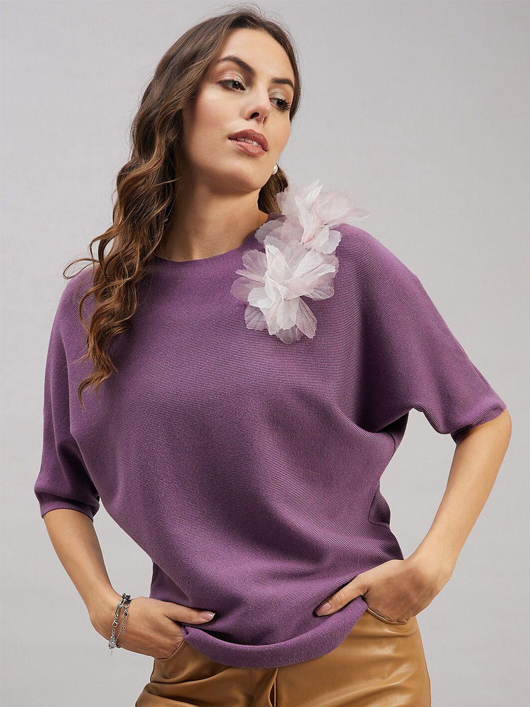 chemistry extended sleeves floral bow woollen top