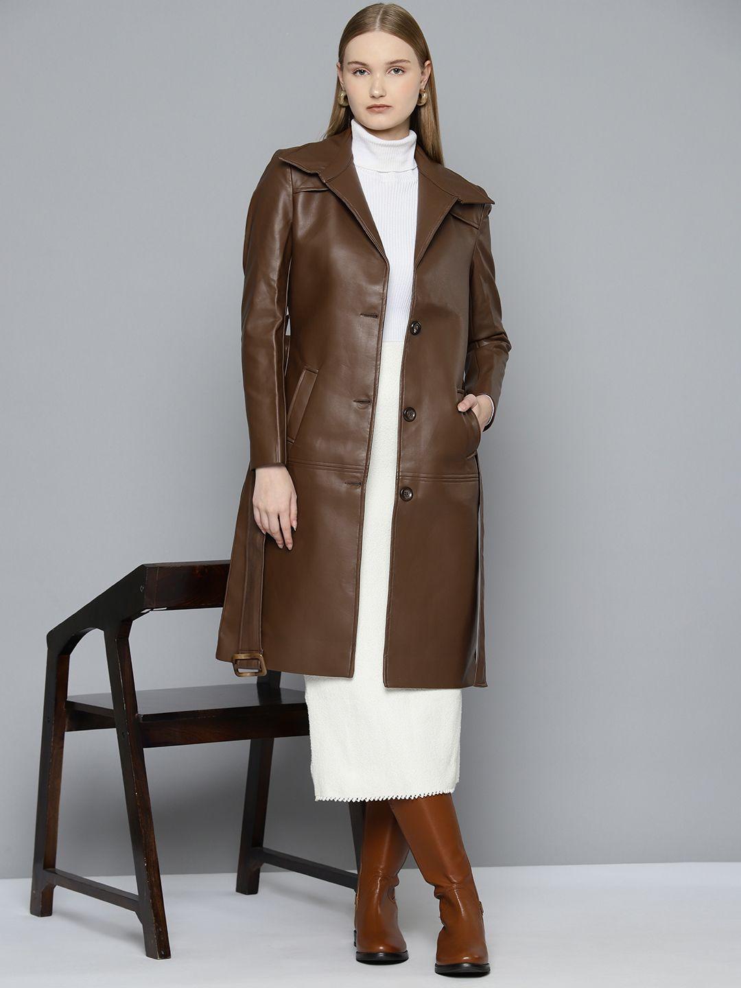 chemistry faux leather overcoat