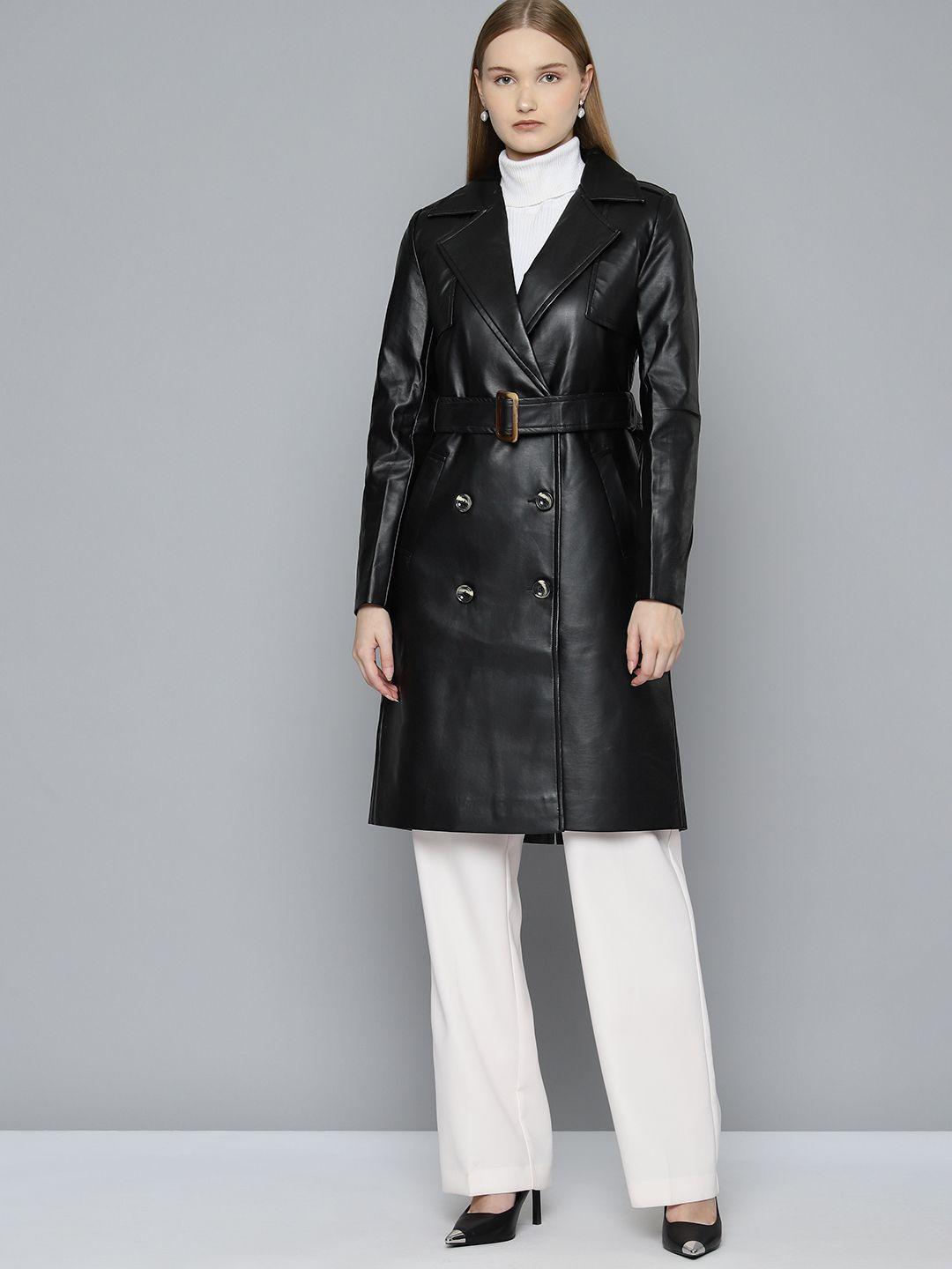 chemistry faux leather overcoat