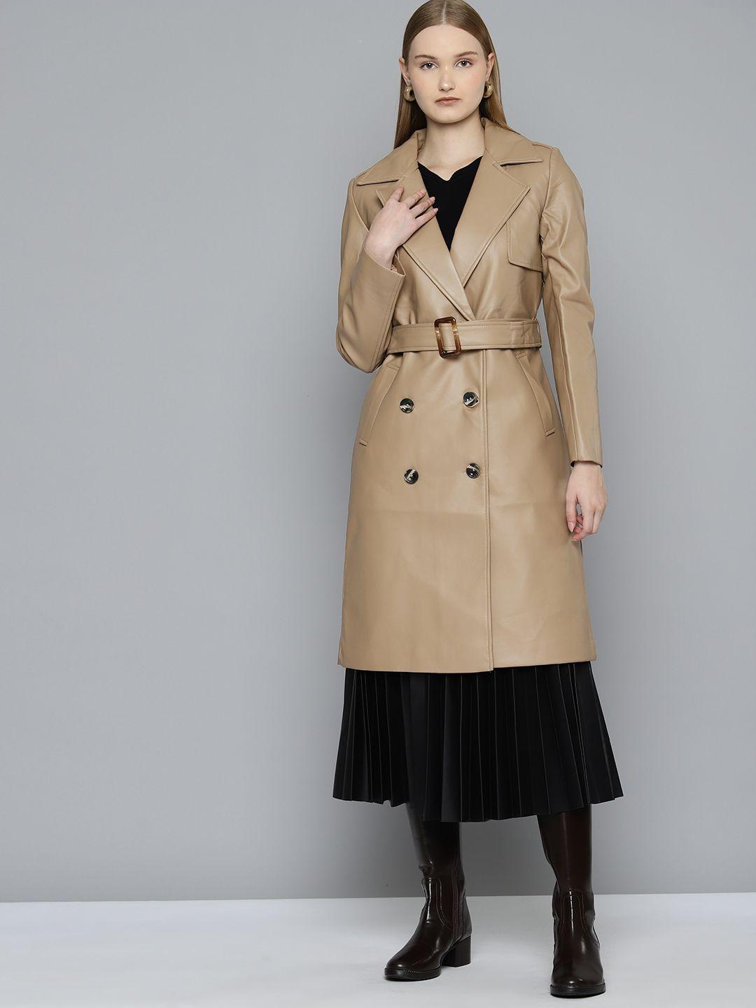 chemistry faux leather overcoat