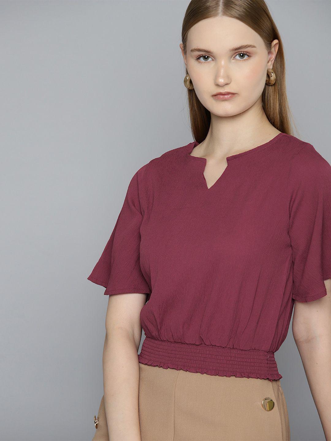 chemistry flared sleeve satin blouson top