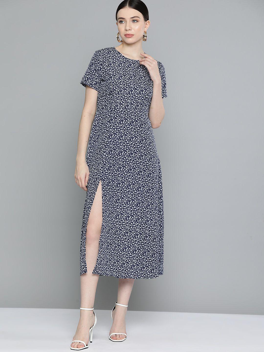 chemistry floral striped crepe a-line midi dress