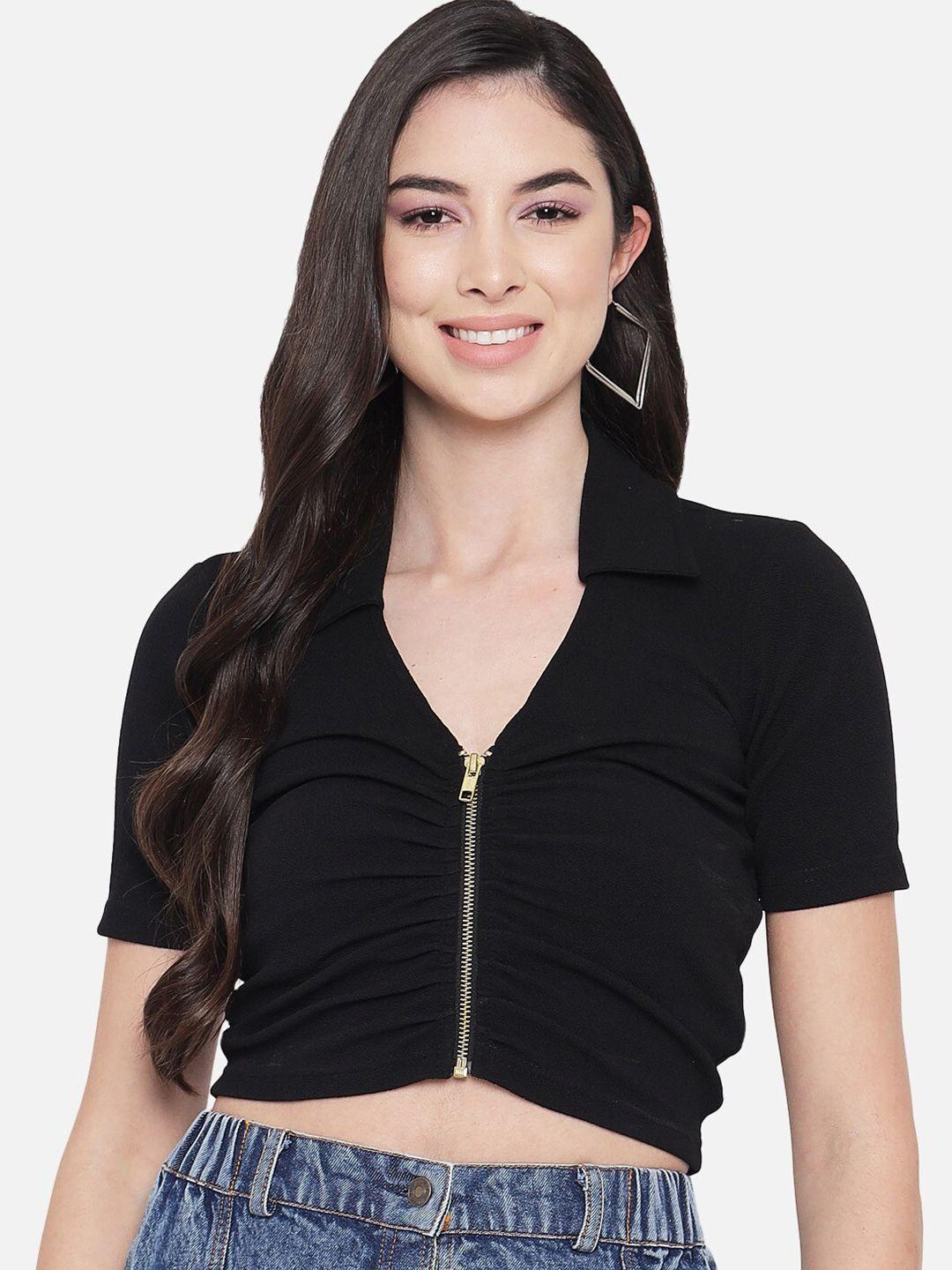 chemistry front zipper crop top