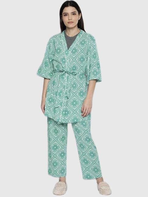 chemistry green print sleepwear robes