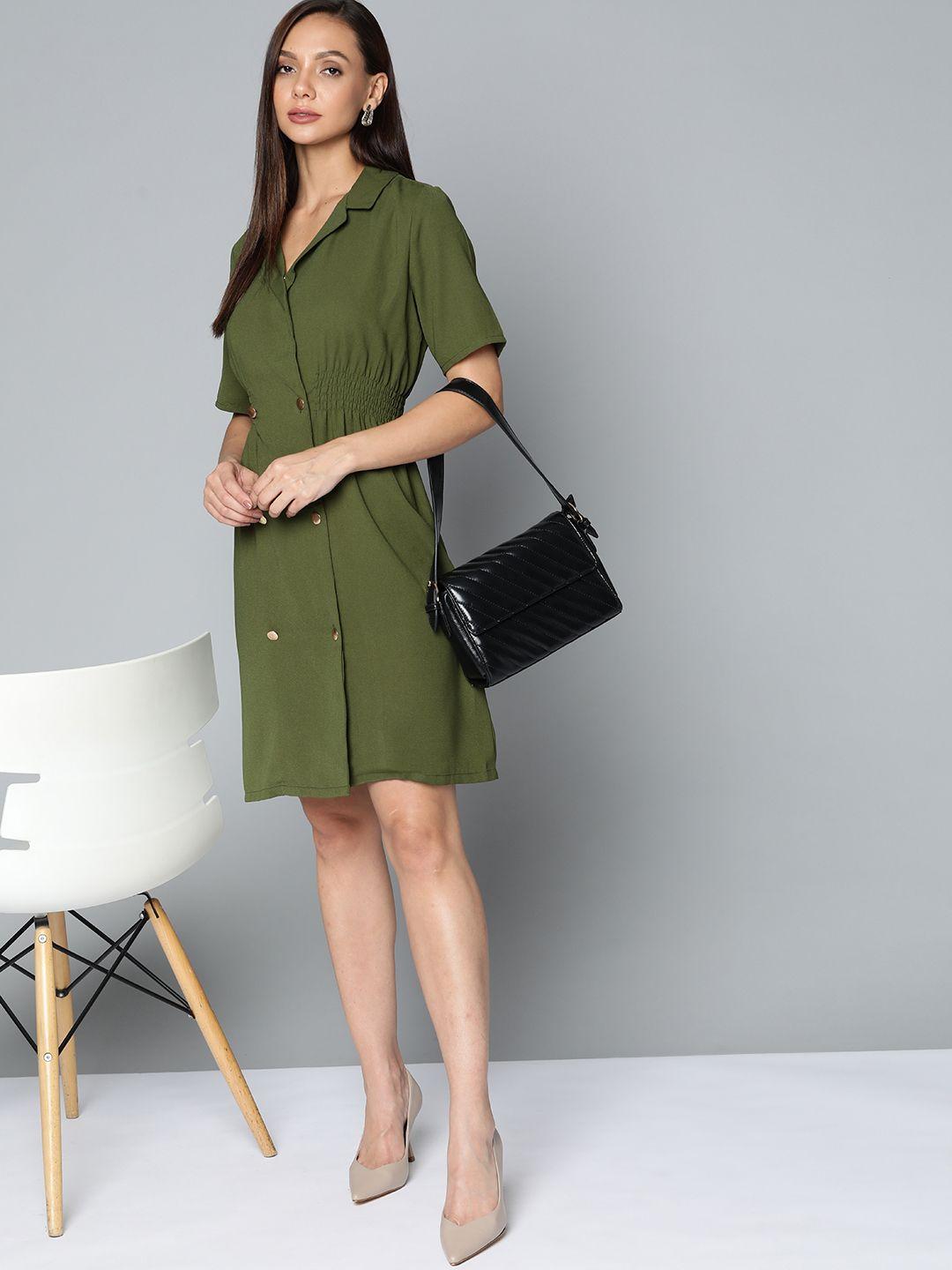 chemistry green solid blazer dress