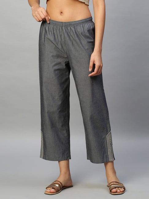 chemistry grey regular fit high rise trousers