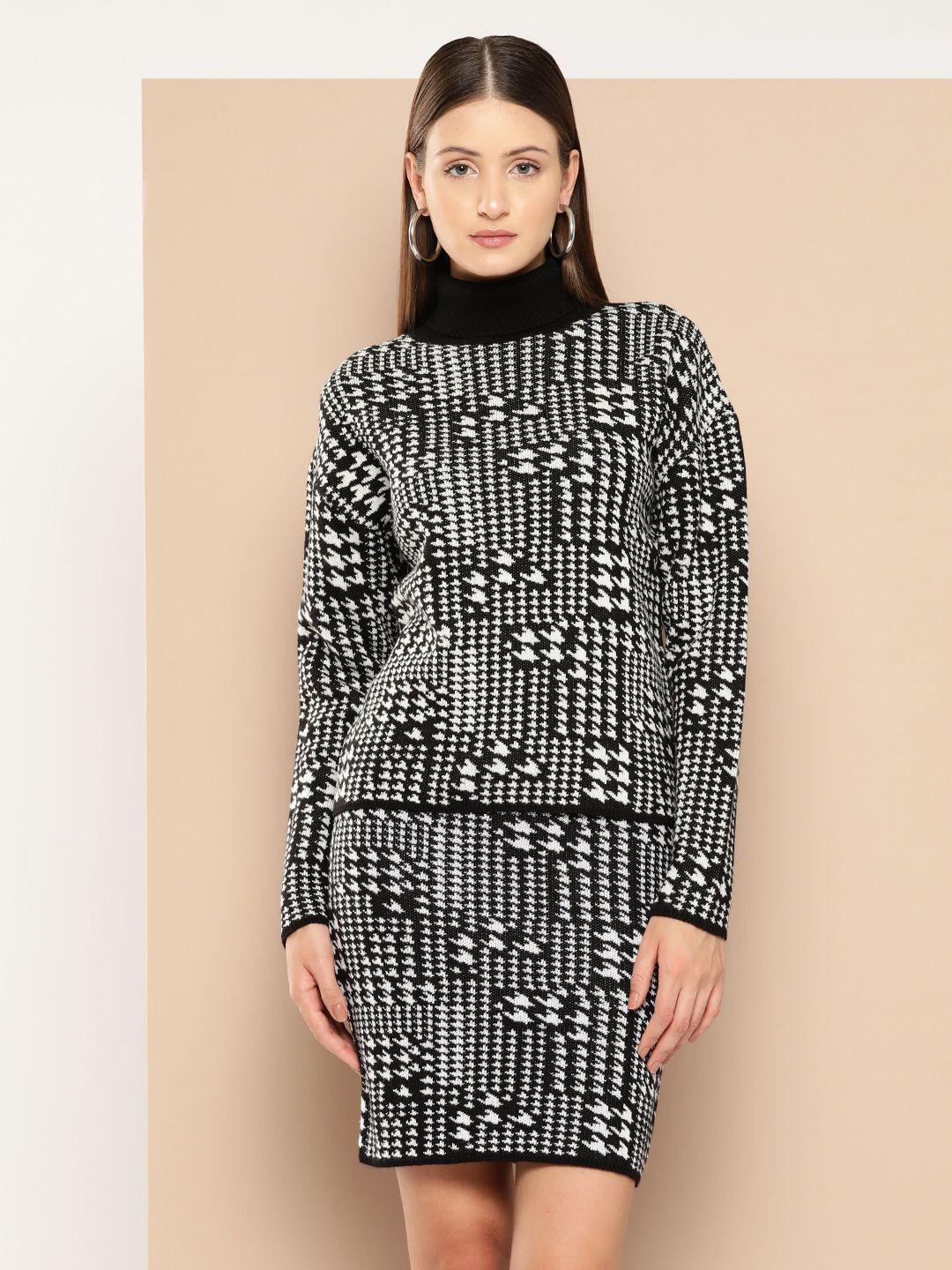 chemistry houndstooth pattern knitted winter co-ords